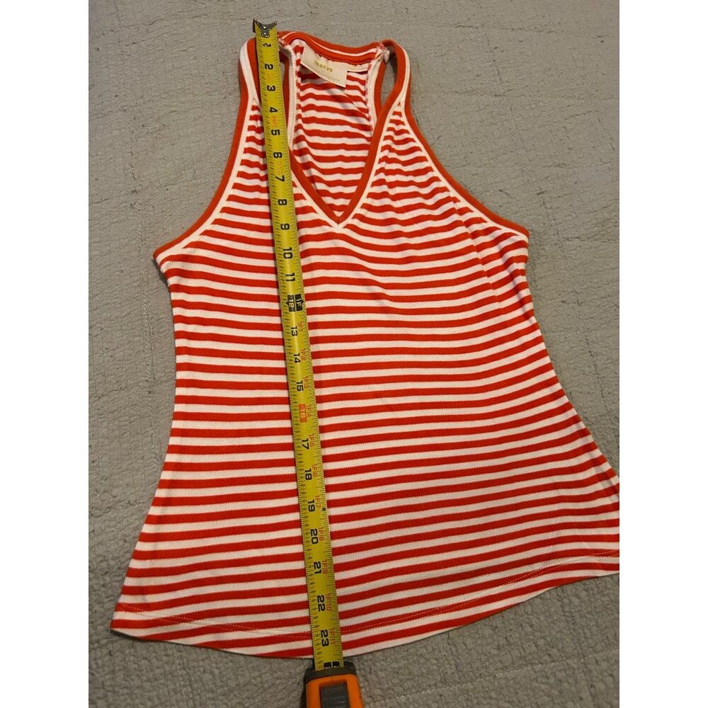 Anthropologie Maeve Striped Navy V-neck Tank Top Racerback Size XS Nautical Summ - Picture 4 of 8